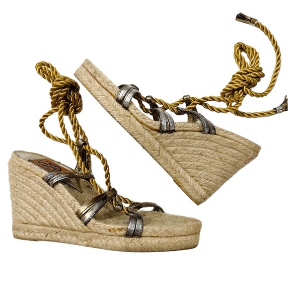 Tory Burch gladiator wedge espadrilles sandals - Picture 1 of 8